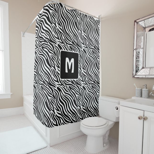 Custom Monogram Zebra Pattern Duschvorhang (Beispiel)