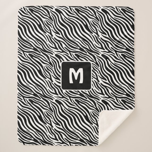 Custom Monogram Zebra Pattern Sherpadecke (Vorderseite)