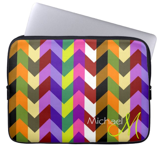 Custom Monogram Zickzack Zigzag 6 Laptopschutzhülle (Vorderseite)