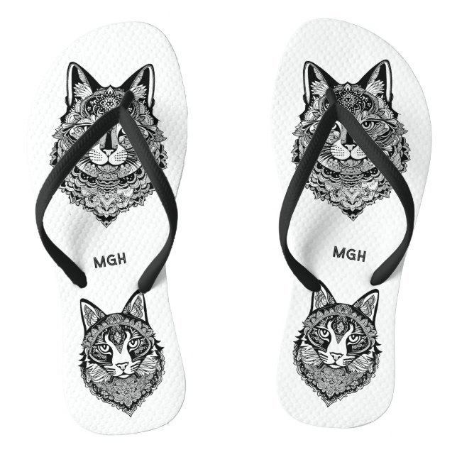 Custom Monogram Zierkatze Flip Flops (Fußbett)