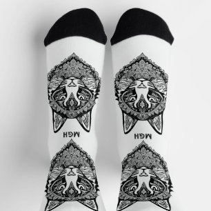 Custom Monogram Zierkatze Socken
