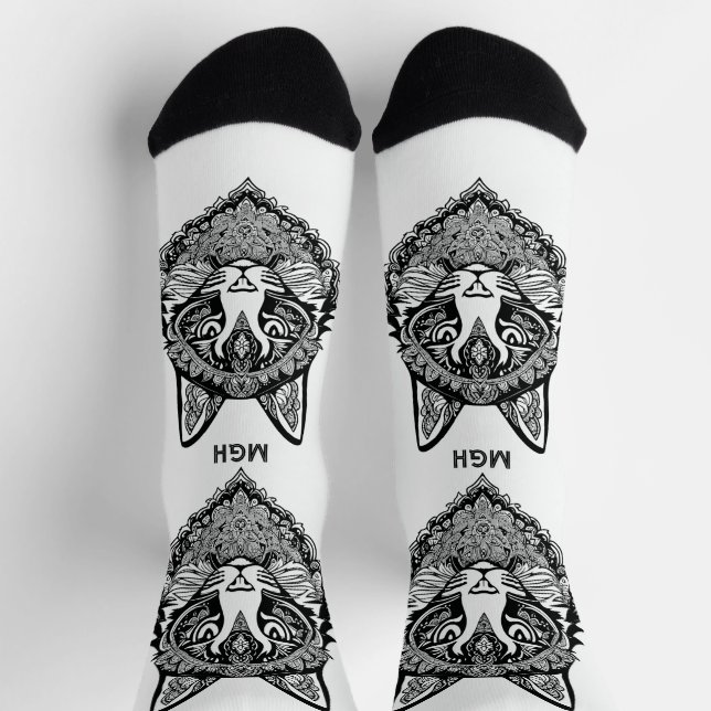 Custom Monogram Zierkatze Socken (Oben)