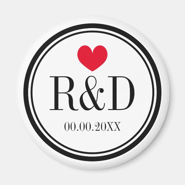 Custom monogramm Herz Hochzeitsparty favorisieren  Magnet (Vorne)