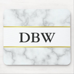 Custom Monogrammed Falsch White Marble Mousepad