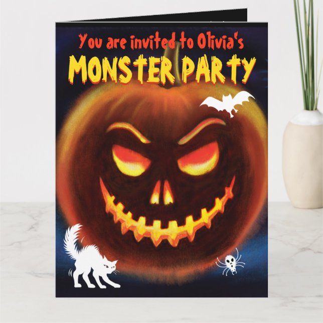 Custom Monster Halloween-Party laden - Pumpkin! Karte (Vorderseite)