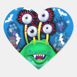 Custom Monster Halloween Sticker. Herz-Aufkleber