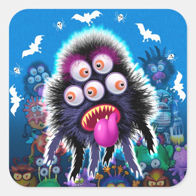 Custom Monster Halloween Sticker. Quadratischer Aufkleber (Vorderseite)