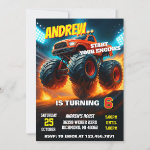 Custom Monster Truck Cars Geburtstagsparty Einladung