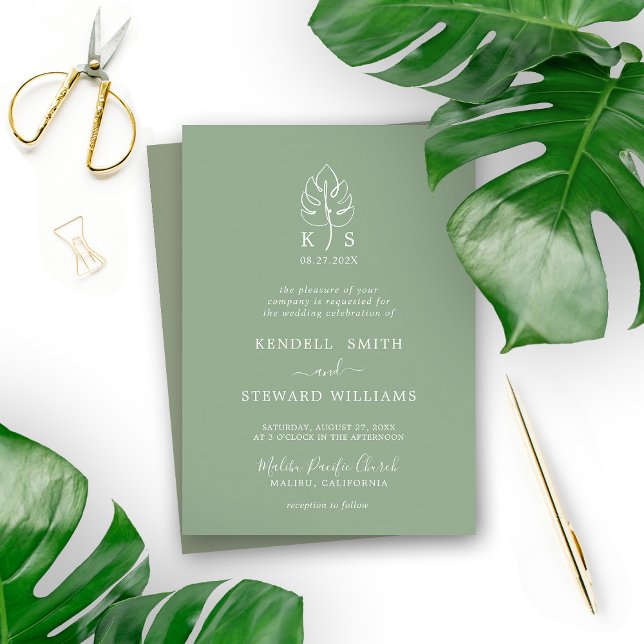 Custom Monstera Monogram Wedellogo Einladung (Von Creator hochgeladen)