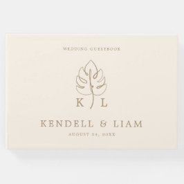 Custom Monstera Monogram Wedellogo Gästebuch