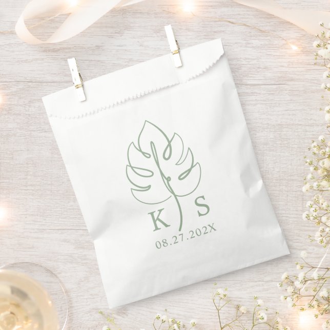 Custom Monstera Monogram Wedellogo Geschenktütchen (Ausgeschnitten)