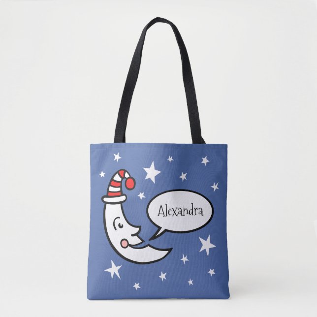 Custom Moon Face and Stars Tote Bag Tasche (Vorderseite)