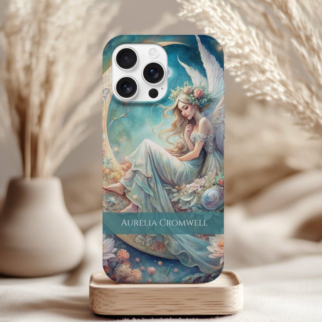 Custom Moon Fairy Name - Fantasy Celestie Art Case-Mate iPhone Hülle (Custom Moon Fairy Name – Fantasy Celestial Art Case-Mate iPhone Case on a neutral boho table)