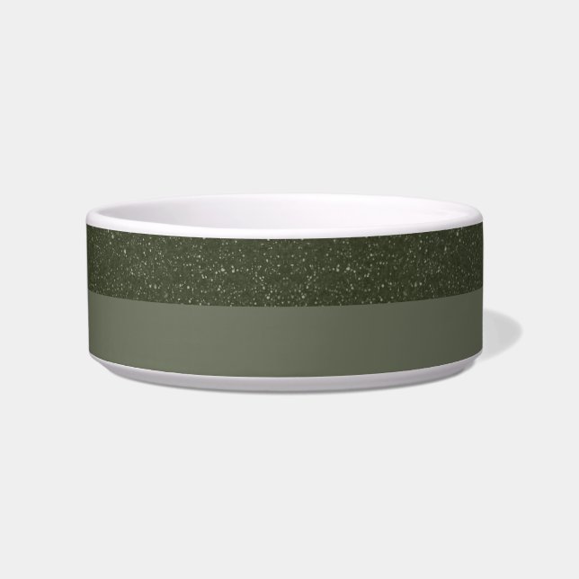 Custom Moss Green Keramik Pet Bowl - Split Texture Napf (Vorderseite)