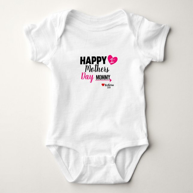 Custom Mothers Day Baby Happy 1st Mothers Day Baby Strampler (Vorderseite)