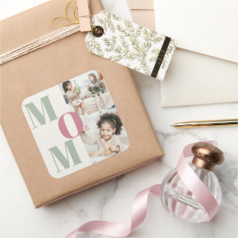 Custom Mother's Day Foto Collage | MAMAS - Quadratischer Aufkleber