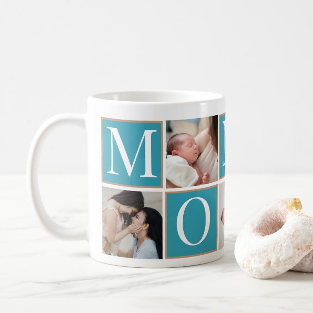 Custom Mother's Day Foto Collage Tasse (Mit Donut)