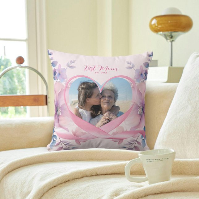 Custom Mother's Day Gift mit rosa Ribbon Herz Kissen (Von Creator hochgeladen)