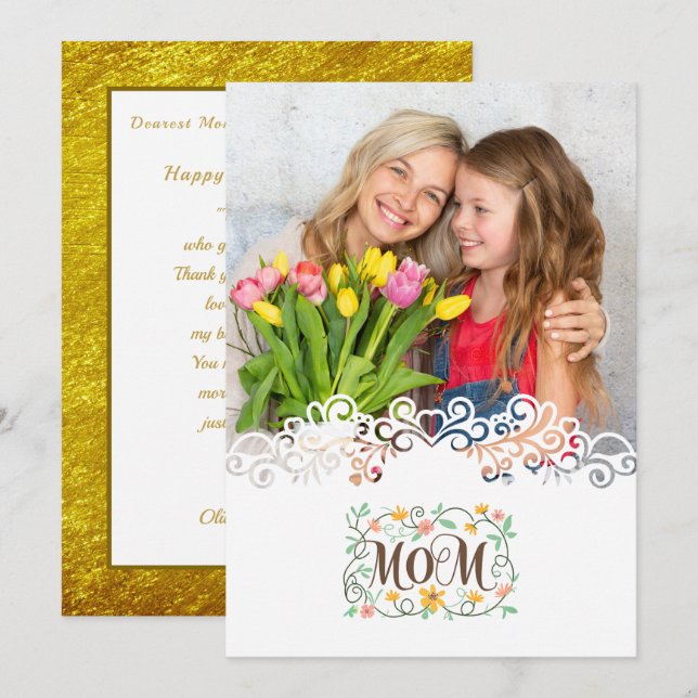 Custom Mother's Day I Photo & Personal Message Karte (Vorne/Hinten)