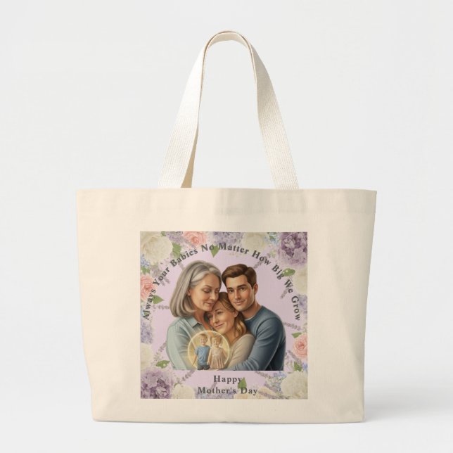 Custom Mother's day photo Always your babies Jumbo Stoffbeutel (Vorne)