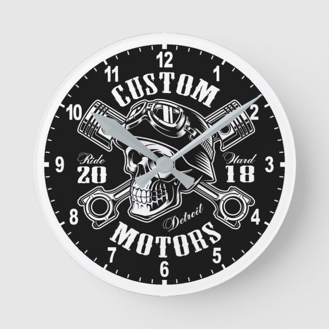 Custom Motorcycles Runde Wanduhr (Vorderseite)