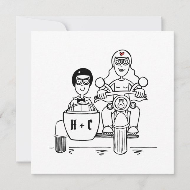 Custom Motorrad und Sidecar Abend Einladung (Vorderseite)
