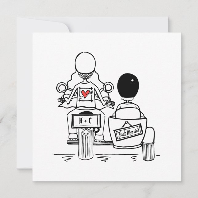 Custom Motorrad und Sidecar Abend Einladung (Vorderseite)