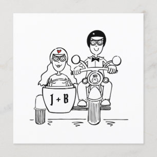 Custom Motorrad und Sidecar Hochzeitseinladung Einladung