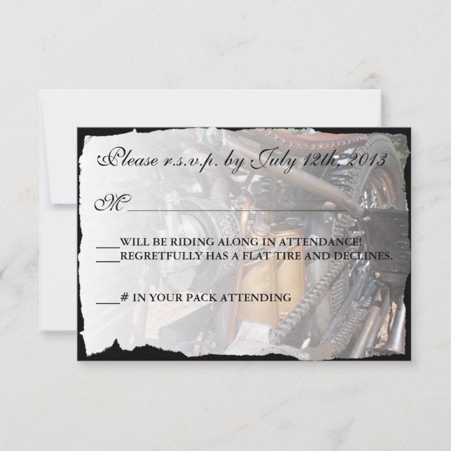 Custom Motorrad Wedding RSVP Karte (Vorderseite)