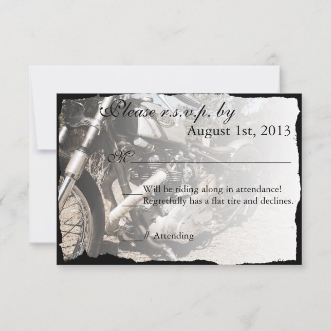 Custom Motorrad Wedding RSVP Karte (Vorderseite)