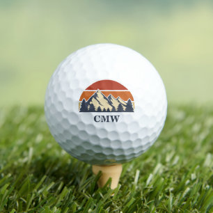 Custom Mountain Sunset Monogram Golfball