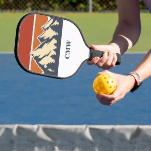Custom Mountain Sunset Monogram Pickleball Schläger