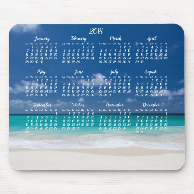 Custom Mouse Pad Calendar 2018 Beach Mousepad (Vorne)