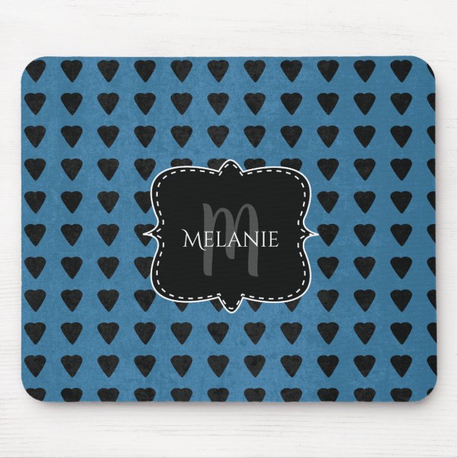 Custom Mouse Pad Grunge Hört Blue Black Mousepad (Vorne)