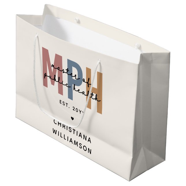 Custom MPH Master of Public Health Abschluss Große Geschenktüte (Vorderseite Schrägansicht)