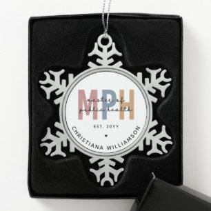 Custom MPH Master of Public Health Abschluss Schneeflocken Zinn-Ornament