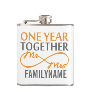 Custom Mr. and Mrs. 1 Anniversary Flask Flachmann