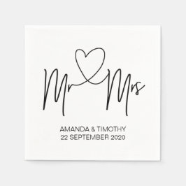 Custom Mr. and Mrs Wedding Table Napkin Set Serviette