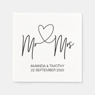 Custom Mr. and Mrs Wedding Table Napkin Set Serviette