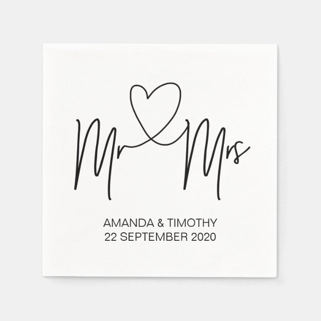 Custom Mr. and Mrs Wedding Table Napkin Set Serviette (Vorderseite)