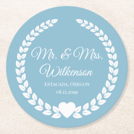 Custom Mr. & Mrs. Bride und Groom neu verheiratet Runder Pappuntersetzer