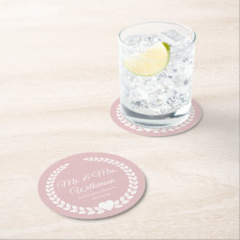 Custom Mr. & Mrs. Bride und Groom neu verheiratet Runder Pappuntersetzer