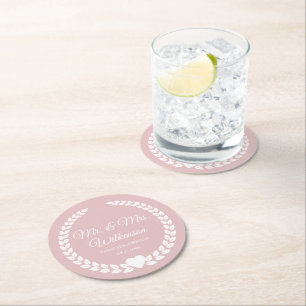 Custom Mr. & Mrs. Bride und Groom neu verheiratet Runder Pappuntersetzer