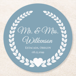 Custom Mr. & Mrs. Bride und Groom neu verheiratet Runder Pappuntersetzer