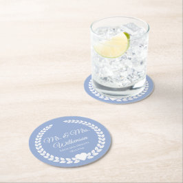 Custom Mr. & Mrs. Bride und Groom neu verheiratet Runder Pappuntersetzer