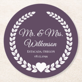 Custom Mr. & Mrs. Bride und Groom neu verheiratet Runder Pappuntersetzer