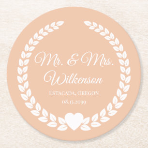 Custom Mr. & Mrs. Bride und Groom neu verheiratet Runder Pappuntersetzer