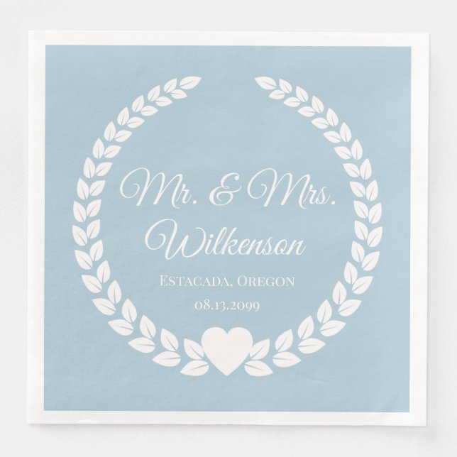 Custom Mr. & Mrs. Bride und Groom neu verheiratet Serviette (Vorderseite)