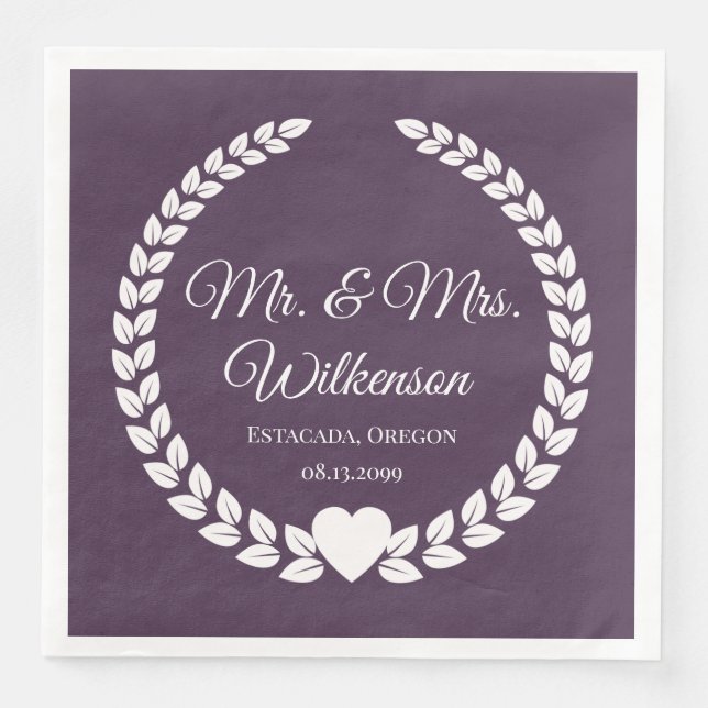 Custom Mr. & Mrs. Bride und Groom neu verheiratet Serviette (Vorderseite)