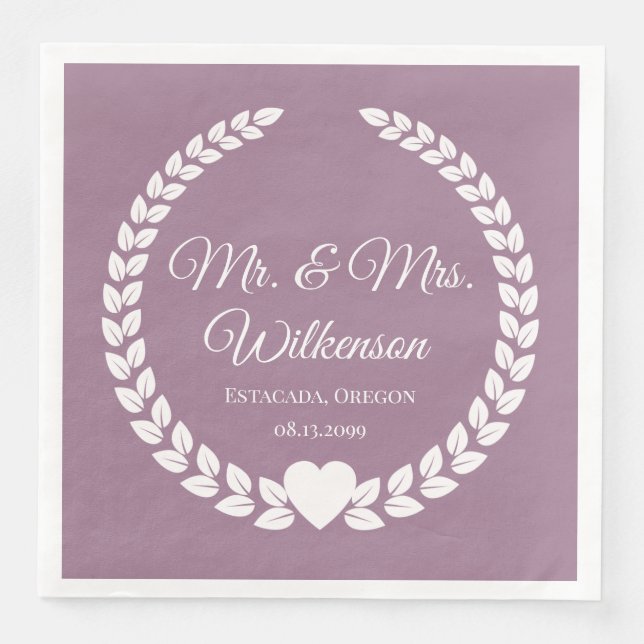 Custom Mr. & Mrs. Bride und Groom neu verheiratet Serviette (Vorderseite)